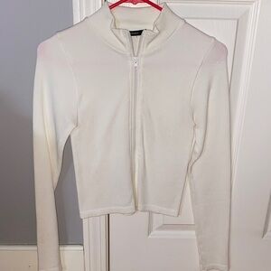 White Zip-Up Long Sleeve